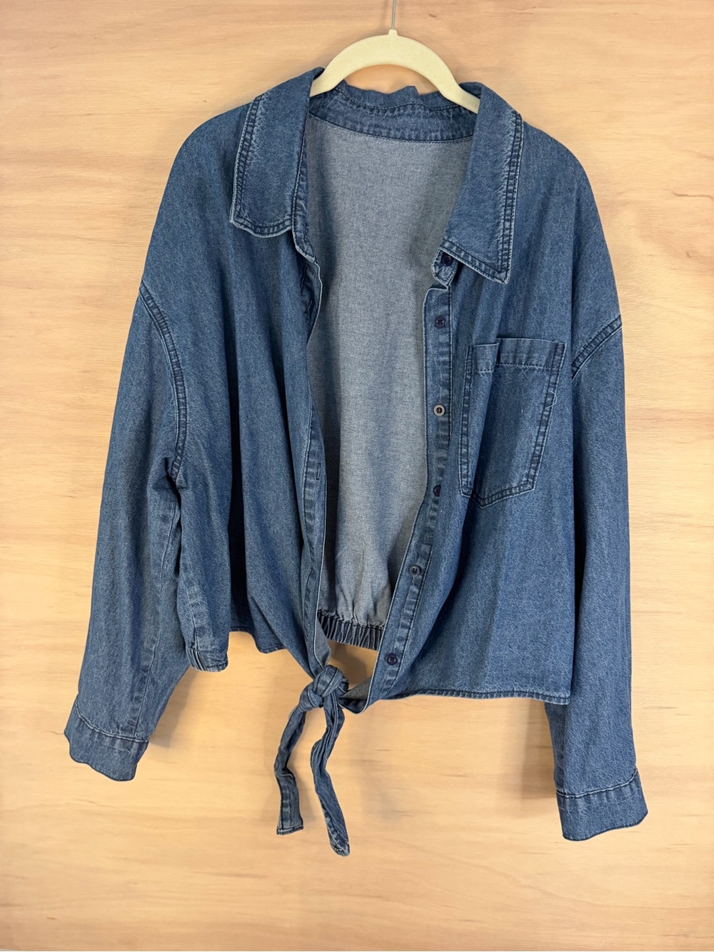 Source Unknown Blue Tie-Front Denim Jacket